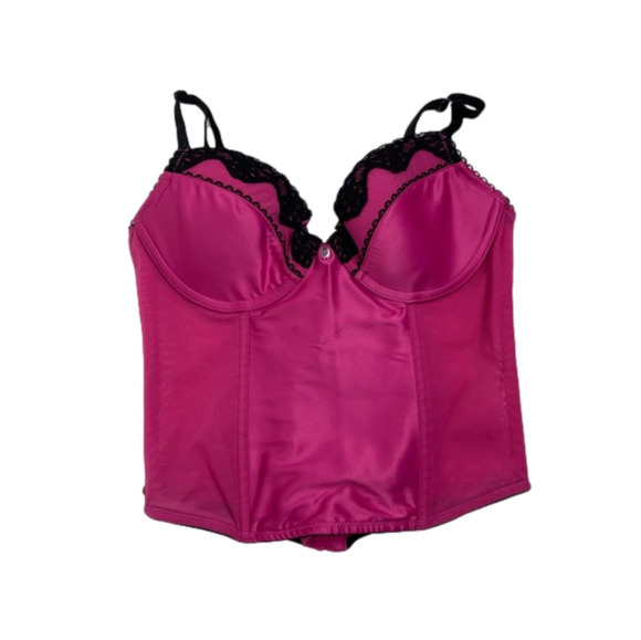 Sentiments Pink With Black Lace Trim Bustier 34B - Picture 1 of 5